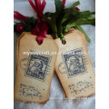 Hot selling Christmas decoration vintage christmas gift tags hang tags recycled paper tags with colored ribbon
